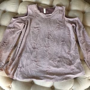 Peppermint Cold Shoulder Long Sleeve Top